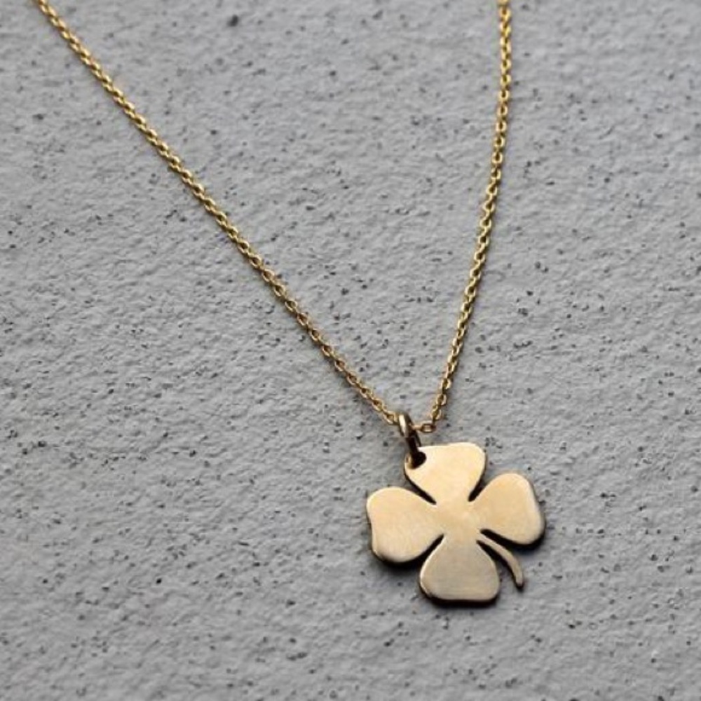 Gold 4 leaf clover necklace - Picture 4 of 6